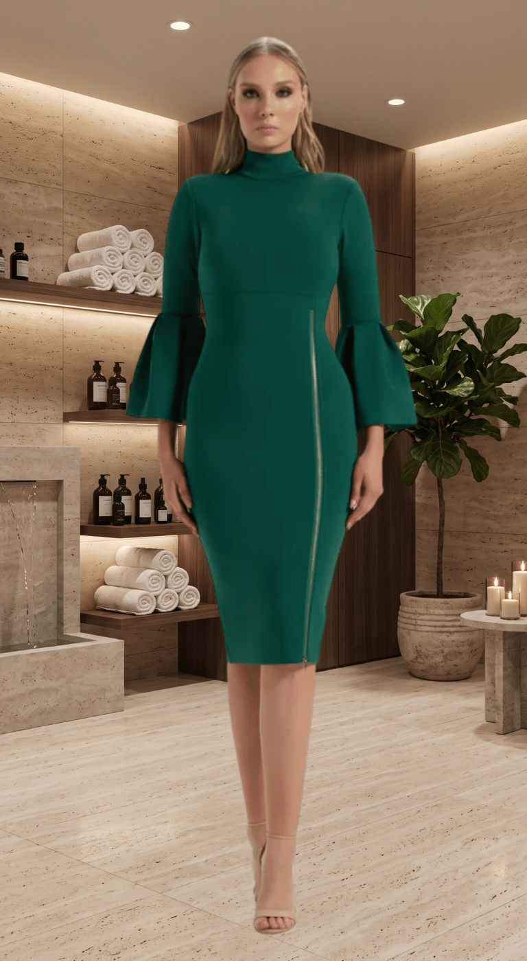 The Provocateur Dress (Green) - Spa & Wellness