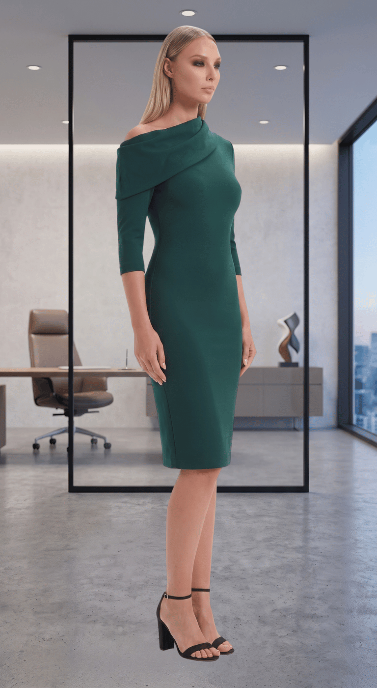 Off shoulder dress in Green - Executive