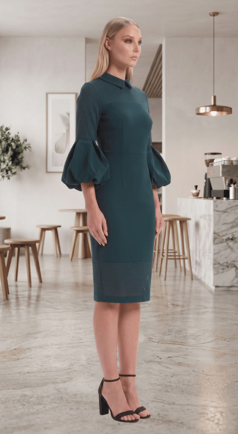 Green Dress with puffy sleevs - Hospitality & Guest Services