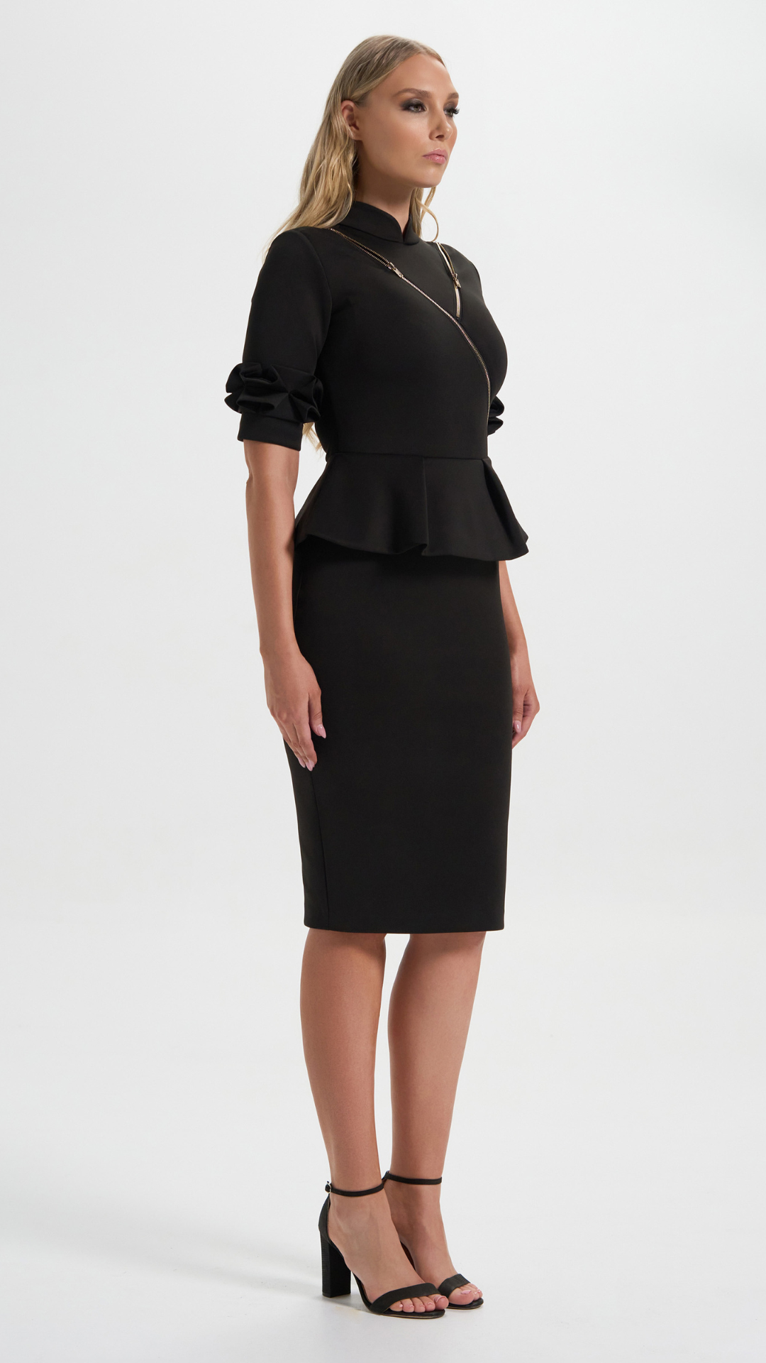 The Commandress in Black with peplum details perfect for your boardroom events (Side Details)