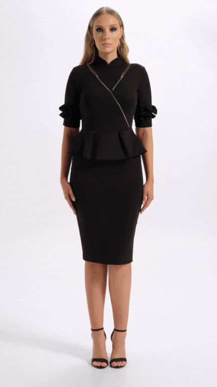 The Commandress in Black with peplum details perfect for your boardroom events (Full Details)